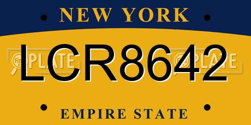 LCR8642 New York License Plate