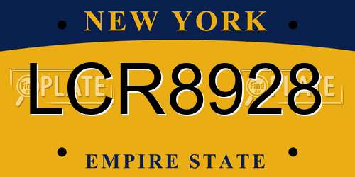 LCR8928 New York License Plate