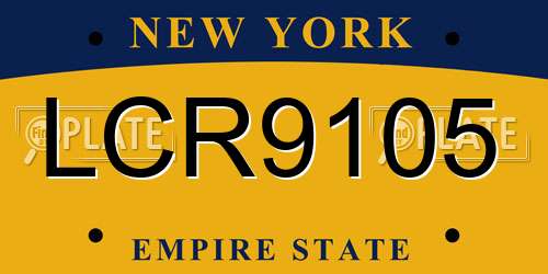 LCR9105 New York License Plate