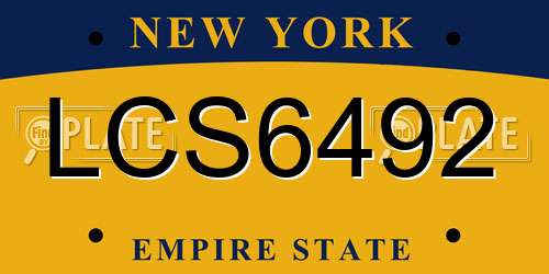 LCS6492 New York License Plate