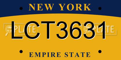 LCT3631 New York License Plate