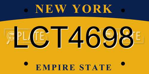 LCT4698 New York License Plate