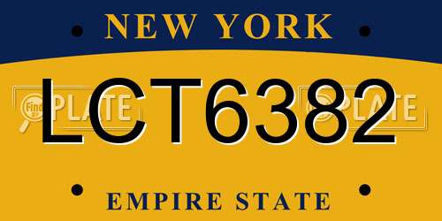LCT6382 New York License Plate