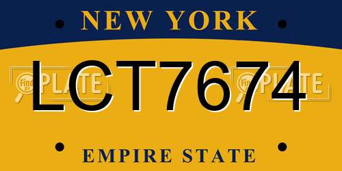 LCT7674 New York License Plate