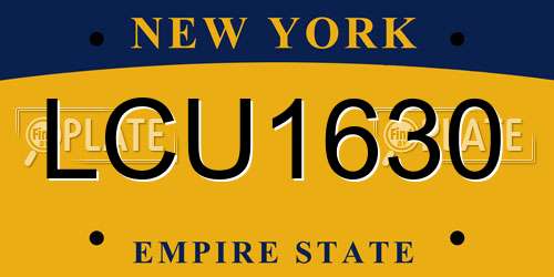LCU1630 New York License Plate