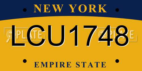LCU1748 New York License Plate