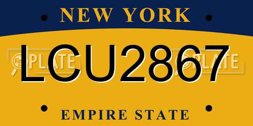 LCU2867 New York License Plate