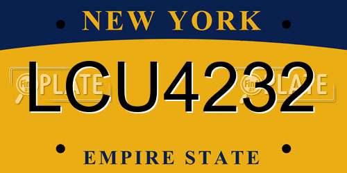 LCU4232 New York License Plate