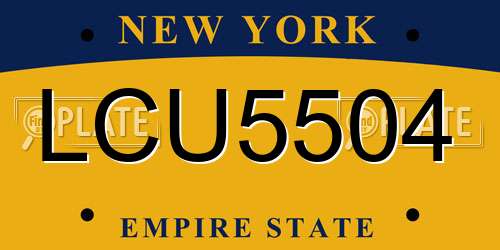 LCU5504 New York License Plate
