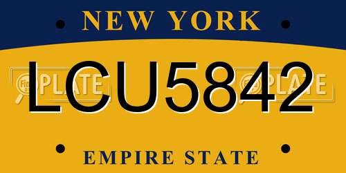 LCU5842 New York License Plate