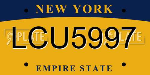 LCU5997 New York License Plate