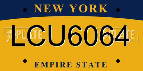 LCU6064 New York License Plate