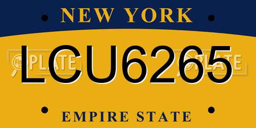 LCU6265 New York License Plate