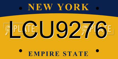 LCU9276 New York License Plate
