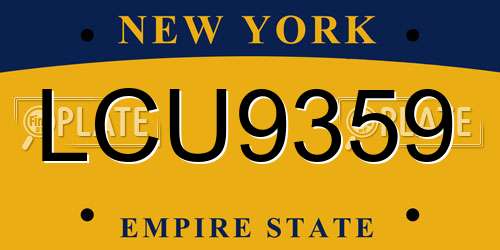 LCU9359 New York License Plate