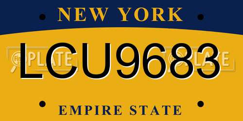 LCU9683 New York License Plate