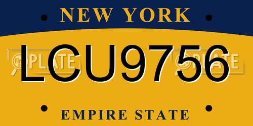 LCU9756 New York License Plate