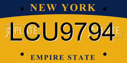 LCU9794 New York License Plate