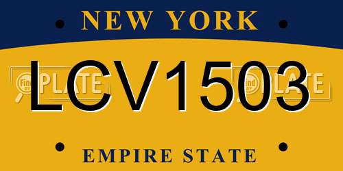 LCV1503 New York License Plate