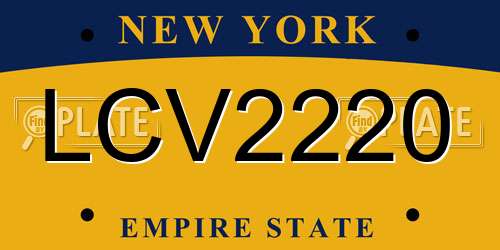 LCV2220 New York License Plate