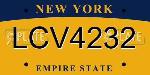 LCV4232 New York License Plate