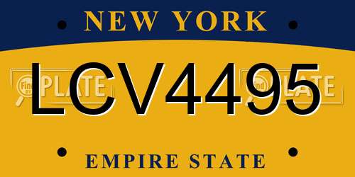 LCV4495 New York License Plate
