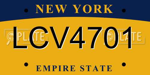 LCV4701 New York License Plate