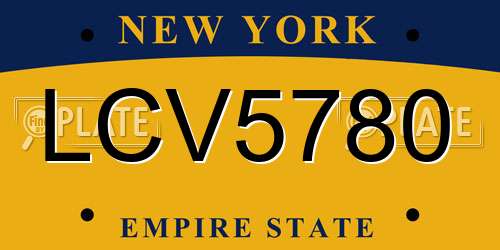 LCV5780 New York License Plate