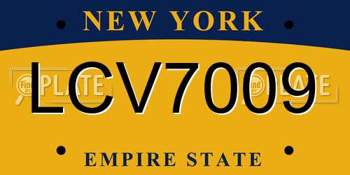 LCV7009 New York License Plate