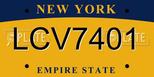 LCV7401 New York License Plate