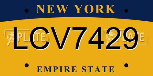 LCV7429 New York License Plate