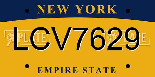 LCV7629 New York License Plate