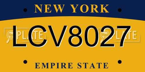 LCV8027 New York License Plate