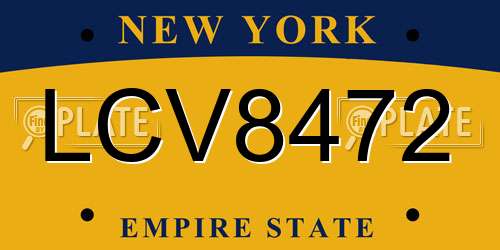 LCV8472 New York License Plate