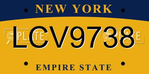 LCV9738 New York License Plate