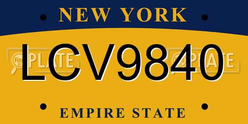 LCV9840 New York License Plate