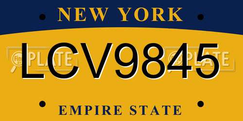 LCV9845 New York License Plate