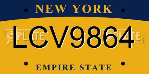 LCV9864 New York License Plate