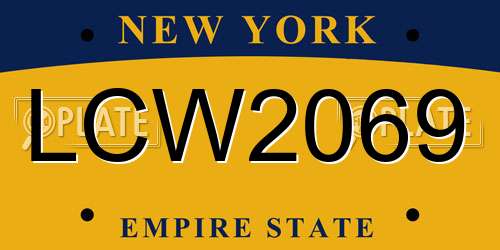 LCW2069 New York License Plate