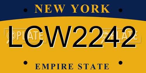 LCW2242 New York License Plate