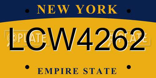 LCW4262 New York License Plate