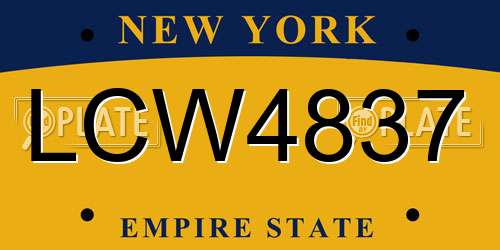 LCW4837 New York License Plate