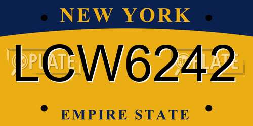 LCW6242 New York License Plate
