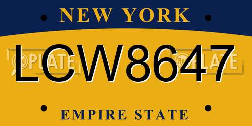 LCW8647 New York License Plate