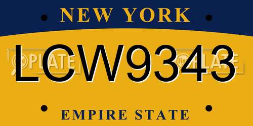 LCW9343 New York License Plate