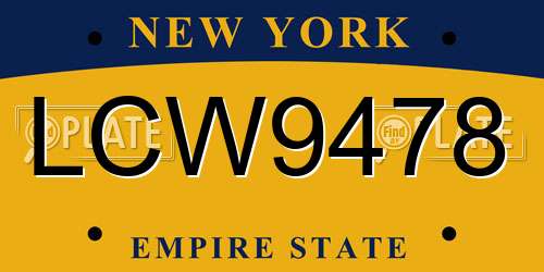 LCW9478 New York License Plate
