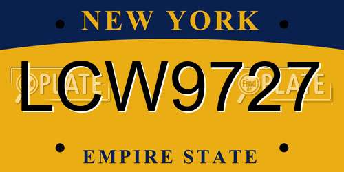 LCW9727 New York License Plate