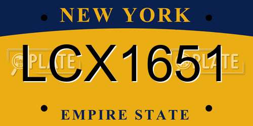LCX1651 New York License Plate