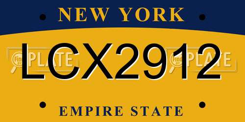 LCX2912 New York License Plate