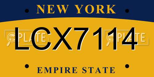 LCX7114 New York License Plate